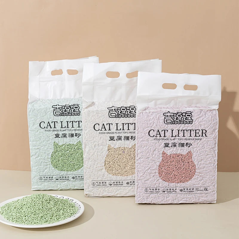 6L Tofu cat litter quickly clumping deep deodorized 2mm cat litter with fresh and natural material cat clean