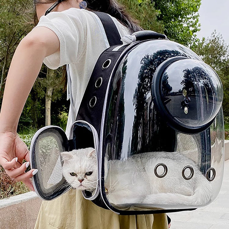 Pet cat and dog bag transparent skylight travel bag portable travel space capsule cat supplies breathable large capacity backpack